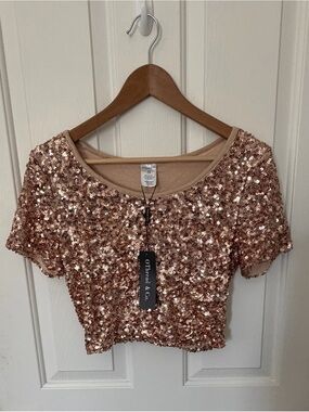 Thread & Supply Rose Gold Sequin Crop Top